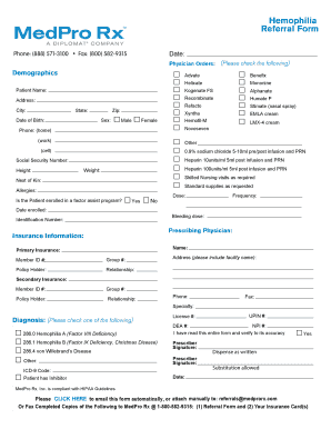 Hemophilia Referral Form