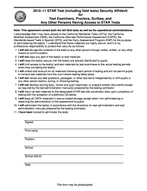 California STAR Test Security Affidavit