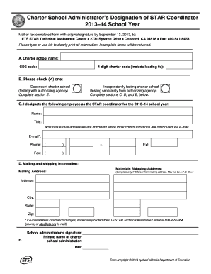 Charter School STAR Coordinator Designation