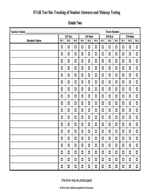 STAR Test Absence and Makeup Tracking Form