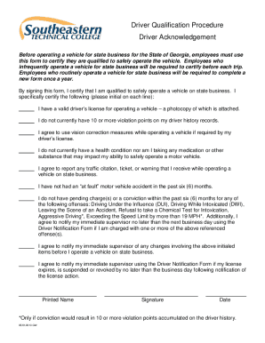 Georgia Driver Qualification Procedure