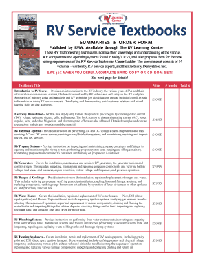 RV Service Textbooks Order Form