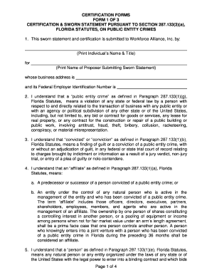 Florida Public Entity Crime Certification Form