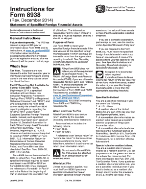 Form 8938 Statement of Specified Foreign Financial Assets