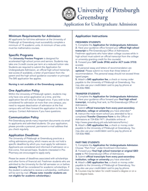 University of Pittsburgh Application for Undergraduate Admission