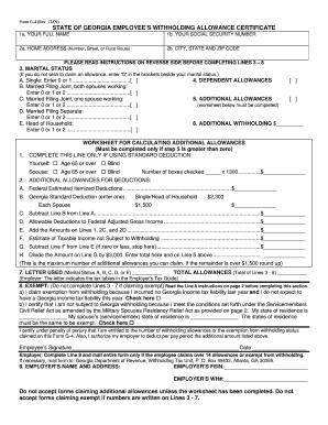 Georgia Employee’s Withholding Allowance Certificate