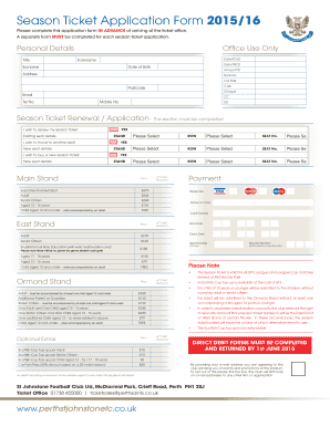St Johnstone Football Club Season Ticket Application Form