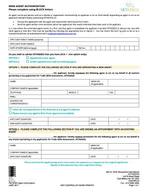 SRI05 Agent Authorisation Form