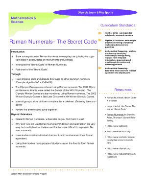 Roman Numerals Math Lesson Plan