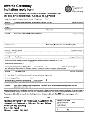 Awards Ceremony Invitation Reply Form