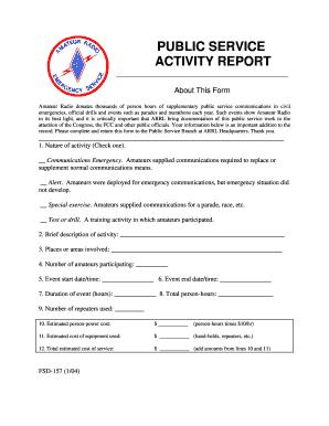 Amateur Radio Public Service Activity Report