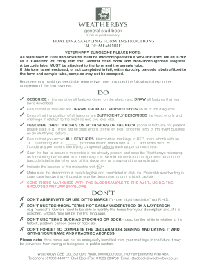 Weatherbys Foal DNA Sampling Form