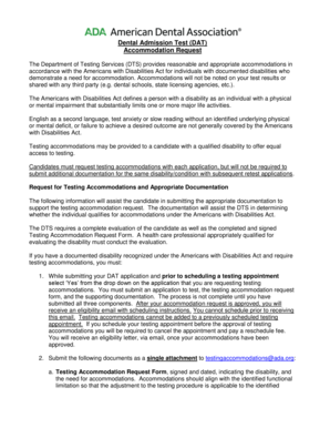 Dental Admission Test Accommodation Request