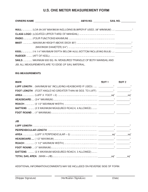 US One Meter Measurement Form