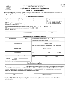 New York Agricultural Assessment Application