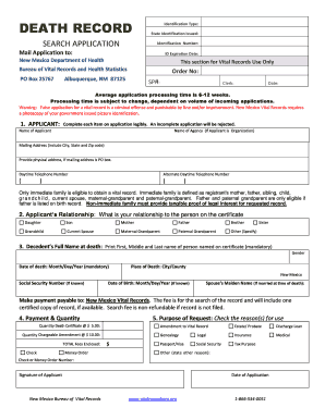 New Mexico Death Record Search Application