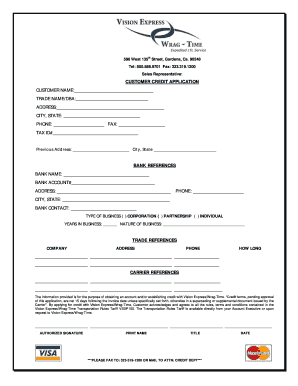 Customer Credit Application