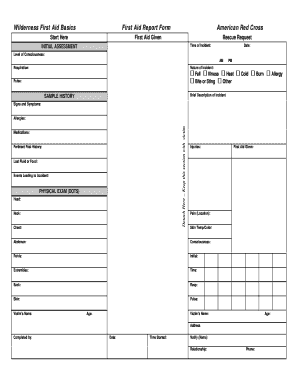 American Red Cross First Aid Report Form