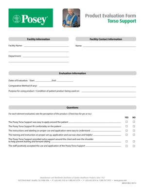Torso Support Evaluation Form