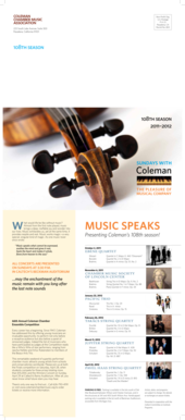 Coleman Chamber Music Season Ticket Order Form