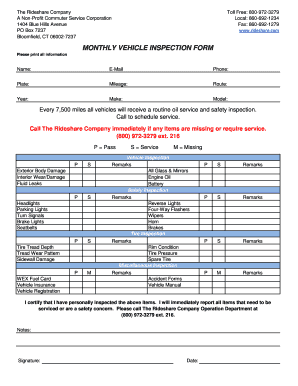 Monthly Vehicle Inspection Form