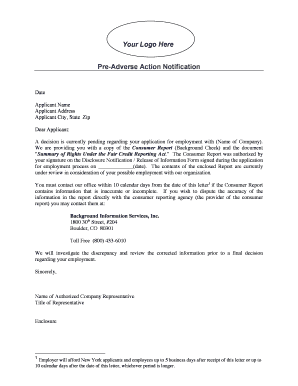 Pre-Adverse Action Notification
