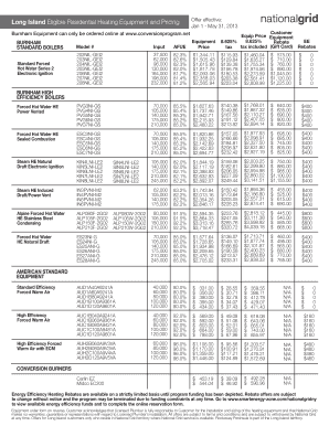 Long Island Residential Heating Equipment Order Form