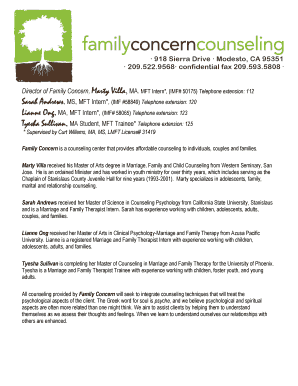 Family Concern Counseling Informed Consent