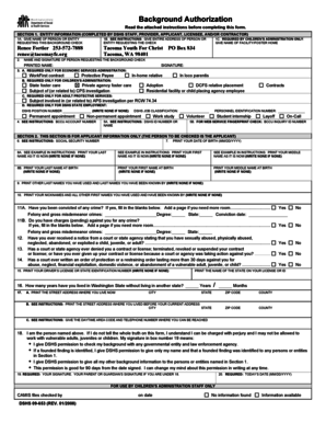 Washington State Background Authorization Form