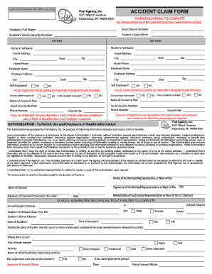 First Agency Accident Claim Form