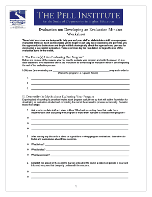 Evaluation Mindset Worksheet