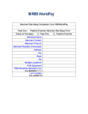 Merchant Site Setup Completion Form