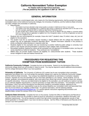 California Nonresident Tuition Exemption Request