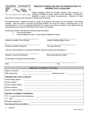 Request to Release Tenant Information to Prospective Landlord