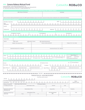 Canara Robeco Mutual Fund Transaction Slip