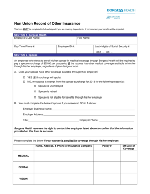 Non Union Record of Other Insurance