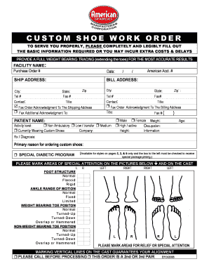 Custom Shoe Work Order