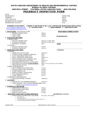 South Carolina Pharmacy Inspection Form