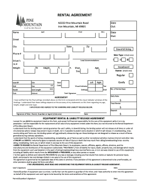 Equipment Rental and Liability Release Agreement