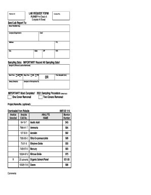 Lab report - LAB REQUEST FORM Send Lab Report To: Sampling Data ...