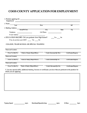 Coos County Employment Application