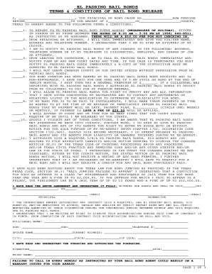 El Padrino Bail Bond Terms and Conditions