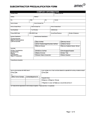 Subcontractor Prequalification Form