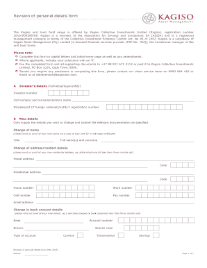 Revision of Personal Details Form