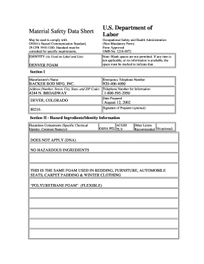 Material Safety Data Sheet
