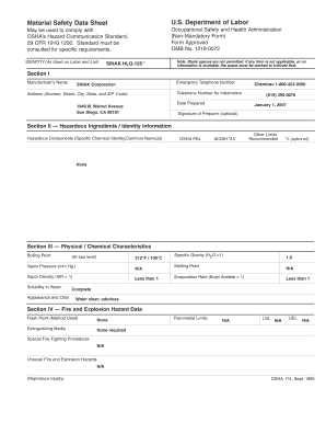 Material Safety Data Sheet
