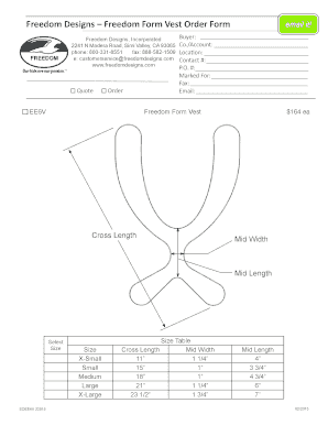 Freedom Form Vest Order Form