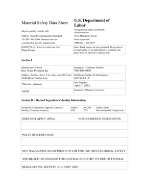 Material Safety Data Sheet