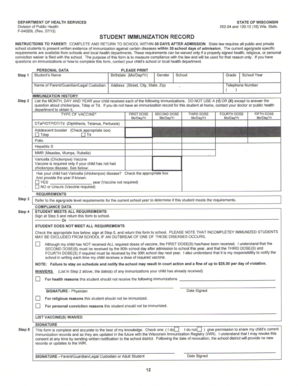 STUDENT IMMUNIZATION RECORD - Brookfield Academy - brookfieldacademy