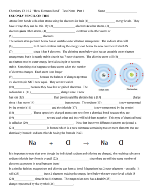 Chemistry Worksheet How Elements Bond